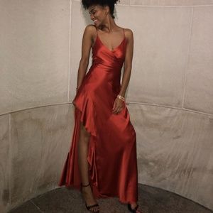 NICHOLAS Tie Silk Maxi in Rust